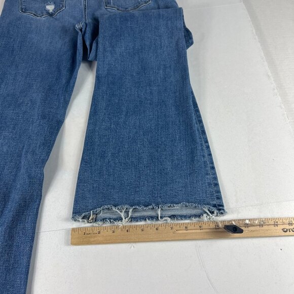American Eagle Jean Women 32x29 Super Hi Rise Flare Blue Distressed Denim Tag 12 - Picture 11 of 16